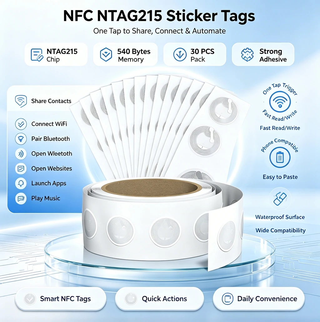 Nfc Tag Programmable - Autocollants NFC NTAG215 haute capacité, étiquettes