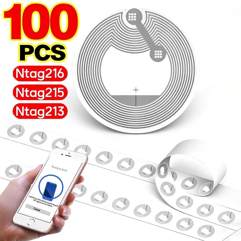 Nfc Tag Programmable - Étiquettes NFC adhésives NTAG213/NTAG215/NTAG216, 100/5 pièces,