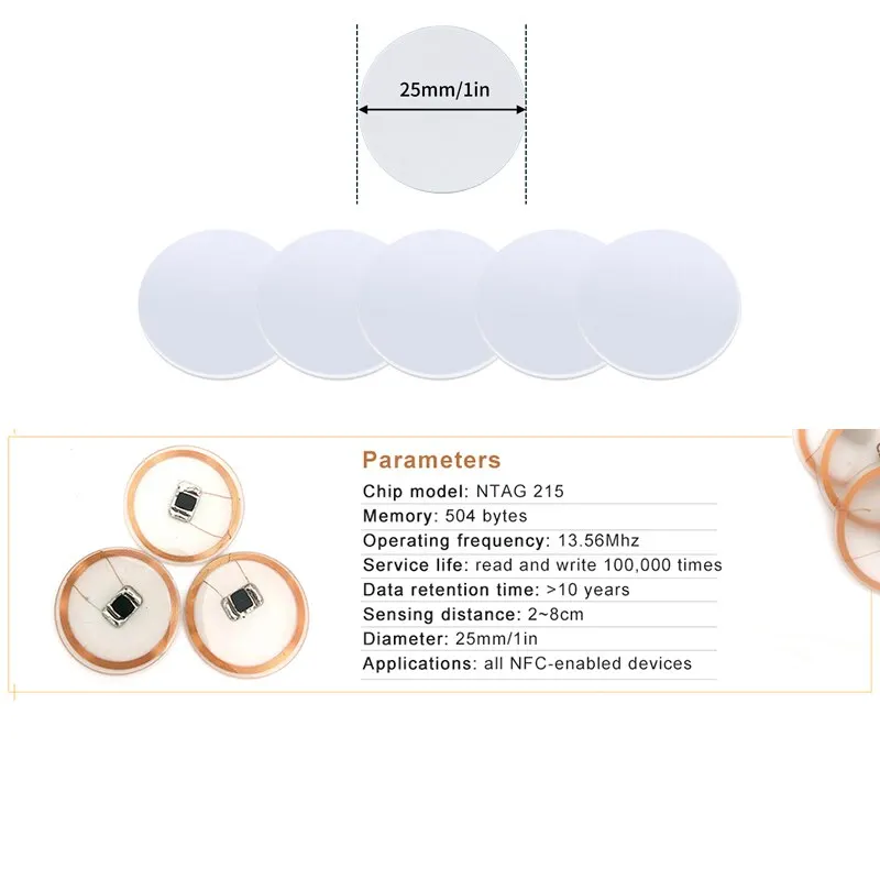 20 pièces 50pcs 13.56MHz Ntag2 - Nfc Tag Programmable avis et prix